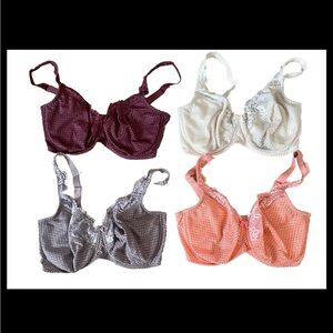 Serena ‘Fit Fully Yours’ Bras 34I (34G US) Lot of Four Variety Colors Support